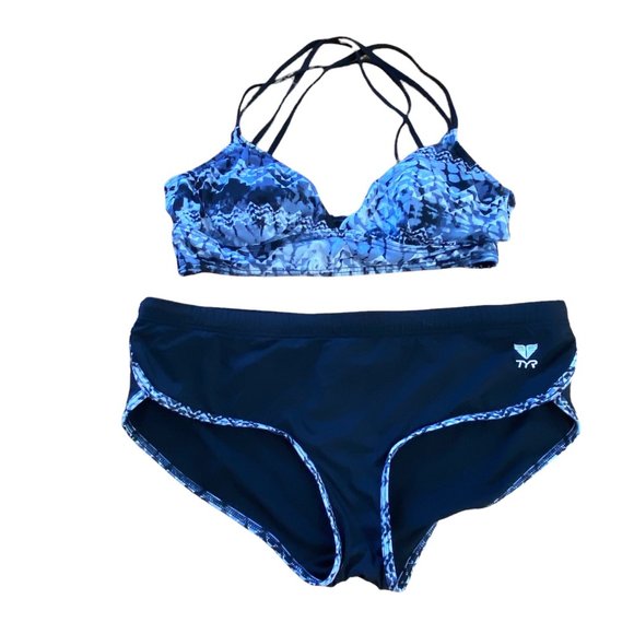 TYR Sporty Athletic Bikini Set Bralette Top M Bottom L Black - Picture 14 of 16